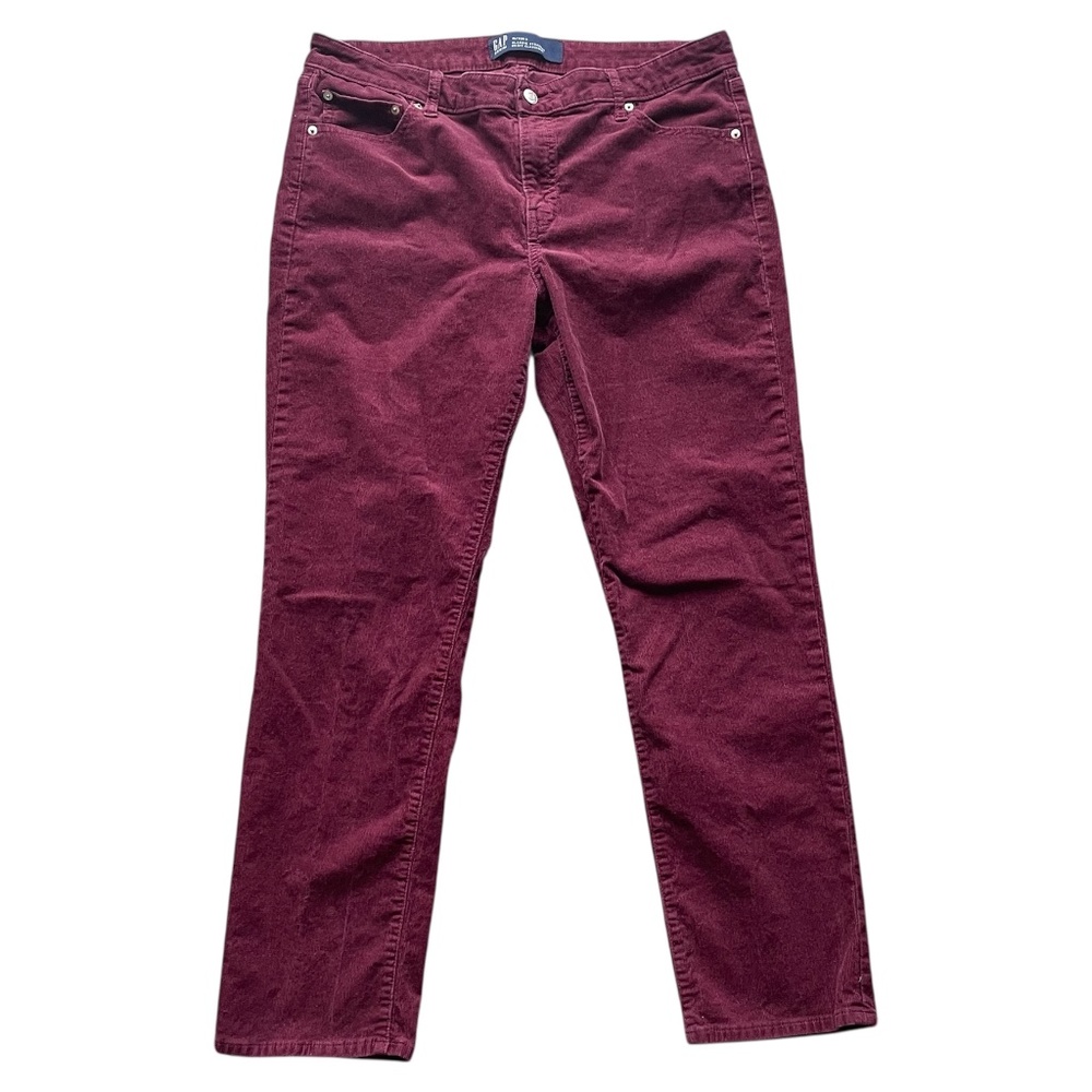 GAP Burgundy Corduroy Pants Size 16 Short Straight Leg Dark Academia Y2K Office